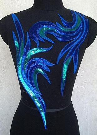 Лейсы нашивные 20х55см, цвет sapphire+turquoise, 1 пара