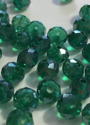 Рондели стекло 6х8мм, цвет green zircon, ab 1шт