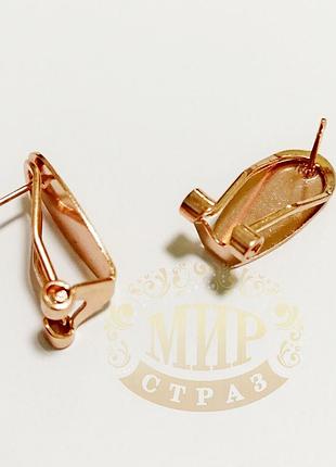 Металлическая швенза-клипса для сережек rose gold, c плоской основой 9*20мм, 1пара