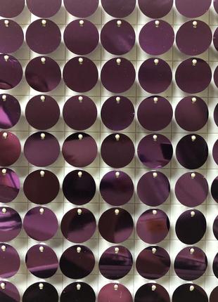 Круглые пайетки 30 мм, на белом планшете, цвет purple, 1 шт