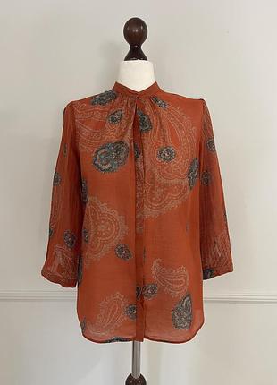 Батистовая блуза шовкова сорочка бренд massimo dutti