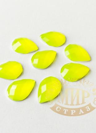 Клейові неонові стрази краплі, колір neon yellow, розмір 9х18 мм*1шт