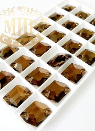 Пришивні стрази lux, форма космік, колір smoked topaz (16х20мм), 1 шт