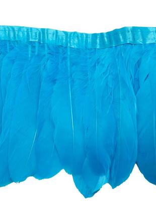 Тесьма перьевая из гусиных перьев, цвет dark aquamarine, цена за 0.5м3 фото