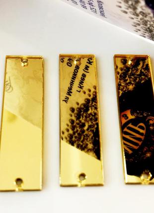 Зеркала пришивные, цвет gold, размер 10х35 мм,1 шт2 фото