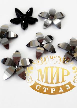 Пришивні квіти, колір hematite, 20 мм (синтетич.скло), 1 шт