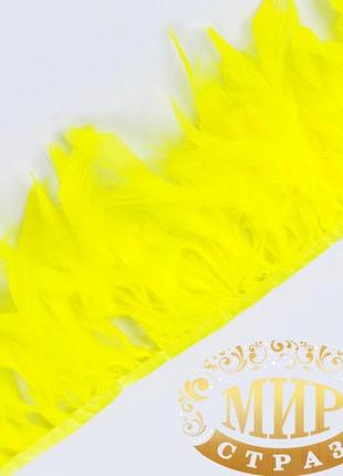 Тесьма перьевая из перьев индюка, цвет yellow, цена за 0.5м1 фото