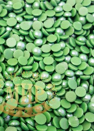 Керамічний термоклеевой напів-перли, 5мм, колір green, (50шт)