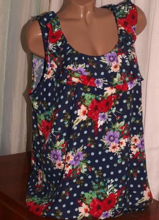 Майка (хл-ххл виміри) з квітковим візерунком в горошок ,100% віскоза, чудово виглядає.