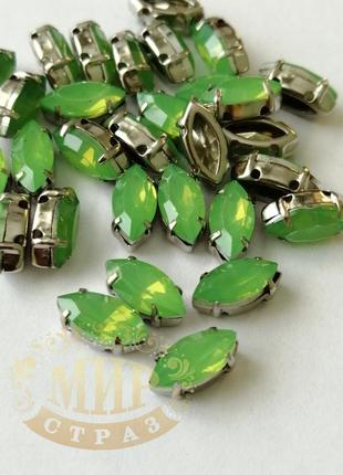 Човники в покращених цапах, 5х10мм, колір green opal, 1шт