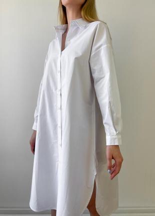 Базовое белое платье - рубашка оверсайз2 фото