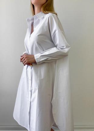 Базовое белое платье - рубашка оверсайз1 фото