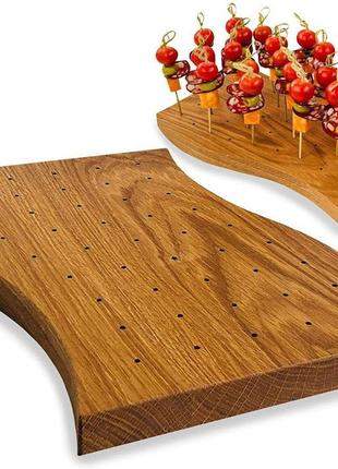 Доска для подачи канапе и закусок из дуба, фигурная, 30×18×2 см — натуральная деревянная посуда