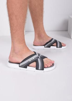 Стильные серые мужские резиновые пляжные шлепанцы шлепки тапки