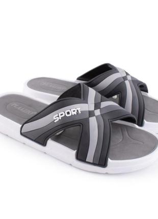Стильные серые мужские резиновые пляжные шлепанцы шлепки тапки3 фото