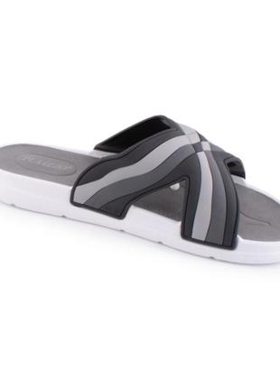 Стильные серые мужские резиновые пляжные шлепанцы шлепки тапки4 фото