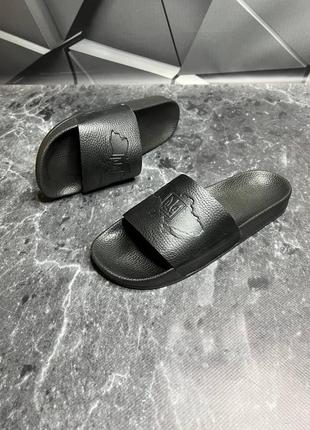 Шльопанці (тапочки) чоловічі чорні літні україна (шльопанці тапки з натуральної шкіри чорного кольору) - чоловіче взуття на літо 20221 фото