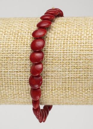 Браслет на резинці натуральний корал монетка d-9х4мм+-