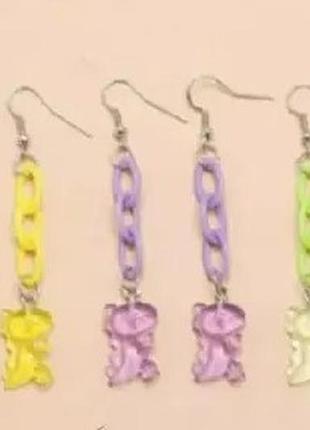 Серьги для детей "динозаврики", набор - длина 7см, пластик