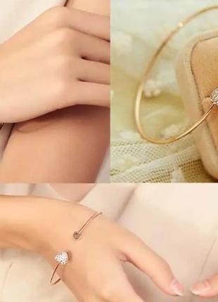 Браслет женский "сердечко" - розовое золото