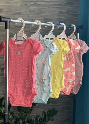 Дитячий набір боді carter's для дівчинки/літні набори  картерс на малюків/детские наборы боди/футболки6 фото