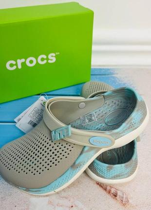 Крокси crocs literide 360 clog pearl white / multi 206708 чоловічі жіночі сабо крокси1 фото