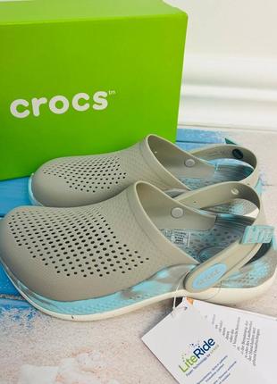 Крокси crocs literide 360 clog pearl white / multi 206708 чоловічі жіночі сабо крокси2 фото