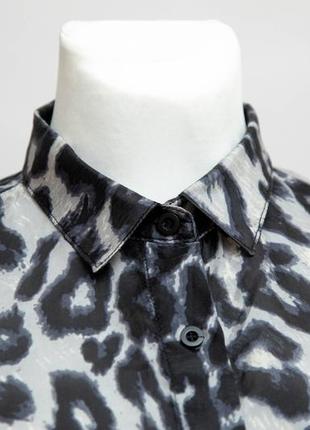 Шелковая несовая рубашка леопардовый принт7 фото