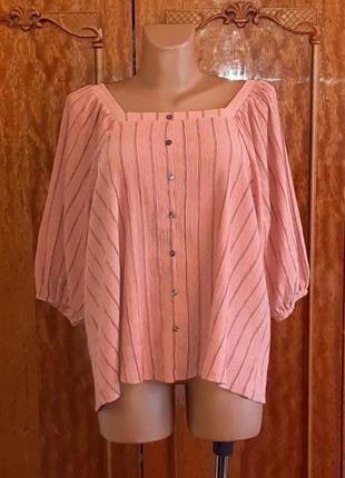 Красивая свободная персиково-розовая блуза f&f, размер 52 - 54