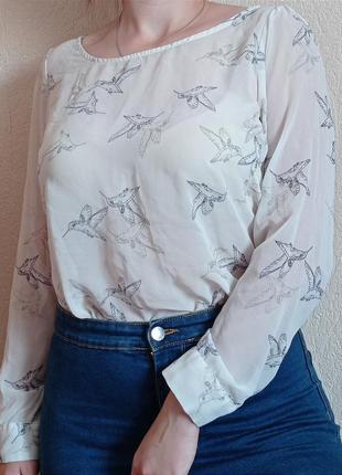 Річна шифонова блузка з пташками