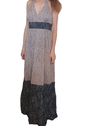 Легкий брендовый длинный сарафан с открытой спиной