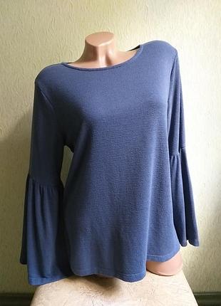 Светр. пуловер. лонгслив. рукава кльош. брудно-синій. сіро-блакитний.