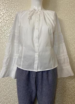 Біла блуза з вишитими рукавами mexx2 фото