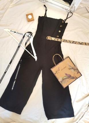 Чорний комбінезон палаццо 602