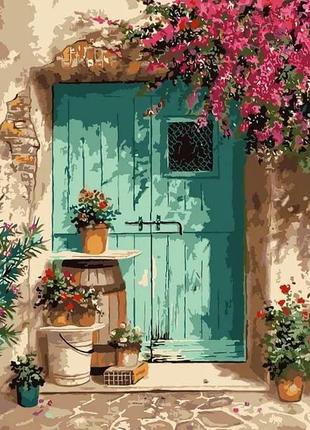 Картина по номерам дверь в окружении цветов ориг