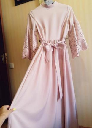 Платье розовое с перфорацией xs/s2 фото