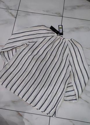 Женская льняная рубашка в полоску m&s 12 (46-48) pure lino9 фото
