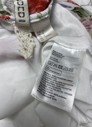 Распродажа h&m xs короткое платье сарафан с открытой спинкой белое цветы ласточки5 фото