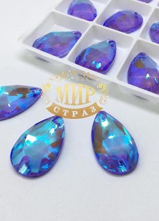 Пришивные капли стекло lux, цвет tanzanite delite, 17x28мм, 1шт