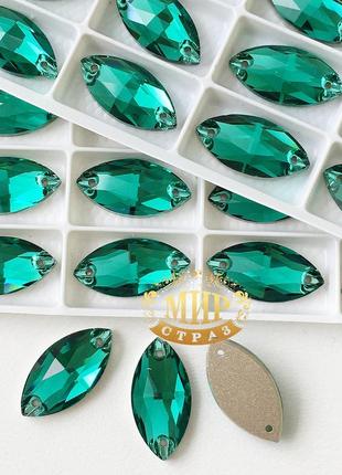 Пришивные лодочки стекло lux green zircon 9x18мм, 1шт