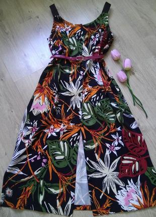 Ідеальне літнє плаття сарафан віскоза+льон на гудзиках/жіноче міді плаття-халат в квіти3 фото