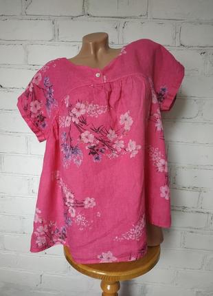 Блуза льняна у квіти love linen1 фото