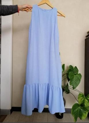 Небесно-блакитну сукню, сарафан з воланом