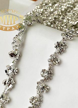 Стразовая тесьма, crystal 8мм*1 м