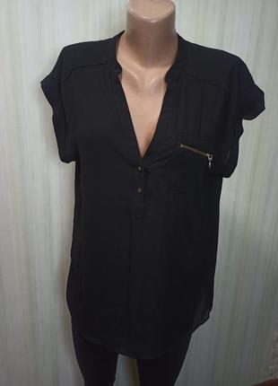 Чорна блуза. блуза з коротким рукавом. шифонова блуза. сорочка