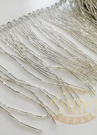 Стеклярусная тесьма, цвет silver, высота 15 cм*1м4 фото