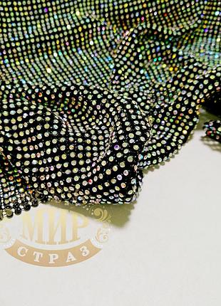 Стразовая кольчуга, металл-черный, стразы crystal ab, отрезок 1*50см
