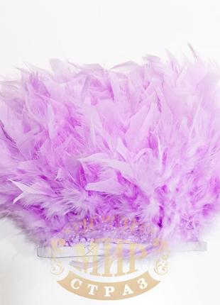 Тесьма перьевая из перьев индюка, цвет lt purple, цена за 0.5м1 фото