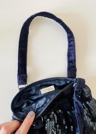 Стильная синяя сумочка-клатч в пайетках с короткой ручкой monsoon accessorize4 фото