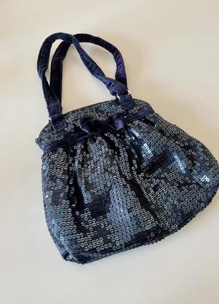 Стильная синяя сумочка-клатч в пайетках с короткой ручкой monsoon accessorize3 фото